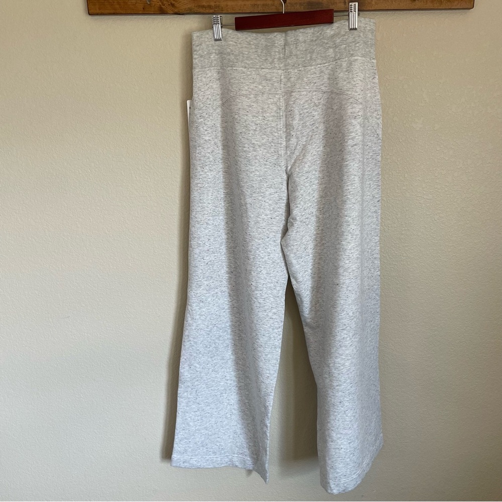 NWT Athleta Balance Wide-Leg Drawstring Light Heather Gray Speckled Pant M - Picture 5 of 9